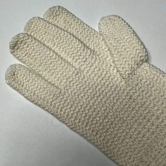 Vintage White Knit Cotton Gloves Women Size Large - Made in Japan - Picture 3 of 6